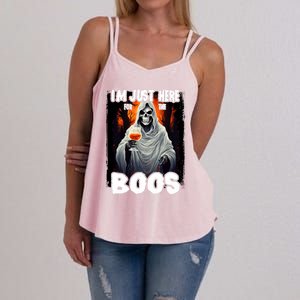 Im Just Here For The Boos Ghost Funny Halloween Women's Strappy Tank