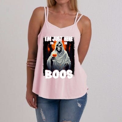 Im Just Here For The Boos Ghost Funny Halloween Women's Strappy Tank