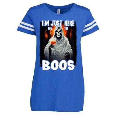 Im Just Here For The Boos Ghost Funny Halloween Enza Ladies Jersey Football T-Shirt