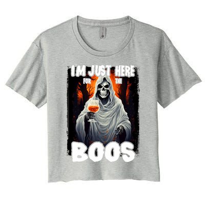 Im Just Here For The Boos Ghost Funny Halloween Women's Crop Top Tee