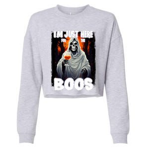 Im Just Here For The Boos Ghost Funny Halloween Cropped Pullover Crew