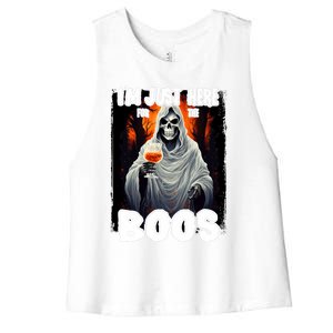 Im Just Here For The Boos Ghost Funny Halloween Women's Racerback Cropped Tank