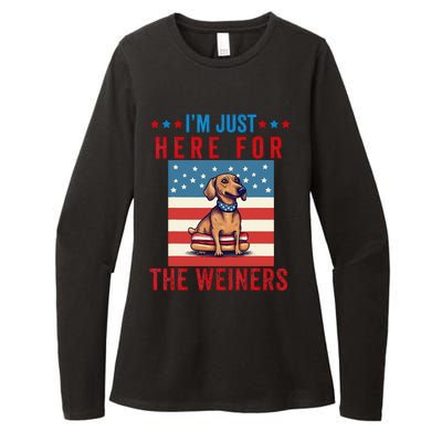 Im Just Here For Weiners Funny 4th July Hot Dog Sausage Womens CVC Long Sleeve Shirt