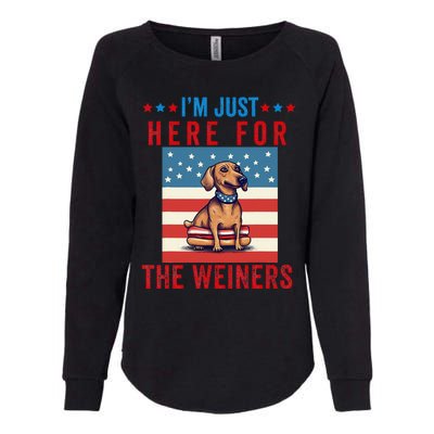 Im Just Here For Weiners Funny 4th July Hot Dog Sausage Womens California Wash Sweatshirt