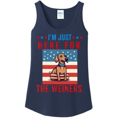 Im Just Here For Weiners Funny 4th July Hot Dog Sausage Ladies Essential Tank