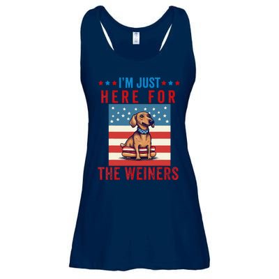 Im Just Here For Weiners Funny 4th July Hot Dog Sausage Ladies Essential Flowy Tank