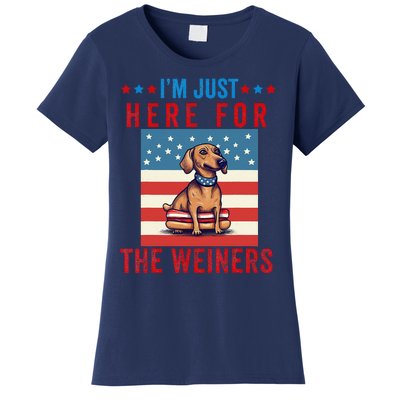 Im Just Here For Weiners Funny 4th July Hot Dog Sausage Women's T-Shirt