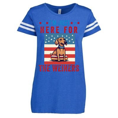 Im Just Here For Weiners Funny 4th July Hot Dog Sausage Enza Ladies Jersey Football T-Shirt