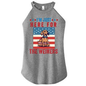 Im Just Here For Weiners Funny 4th July Hot Dog Sausage Women's Perfect Tri Rocker Tank