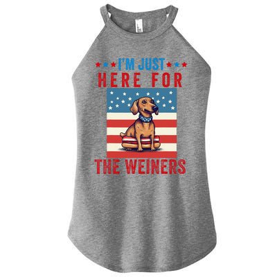 Im Just Here For Weiners Funny 4th July Hot Dog Sausage Women’s Perfect Tri Rocker Tank