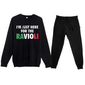 Im Just Here For The Ravioli Funny Italian Food Premium Crewneck Sweatsuit Set