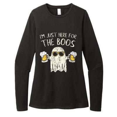 Im Just Here For The Boos Funny Gift Halloween Ghost Womens CVC Long Sleeve Shirt