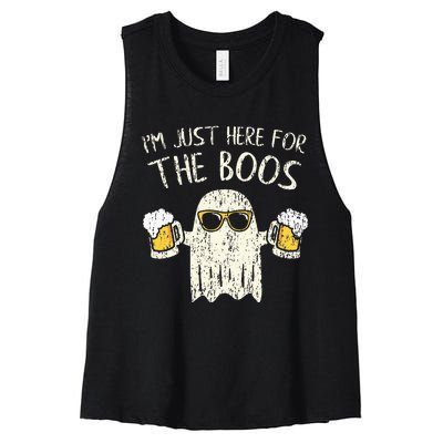 Im Just Here For The Boos Funny Gift Halloween Ghost Women's Racerback Cropped Tank