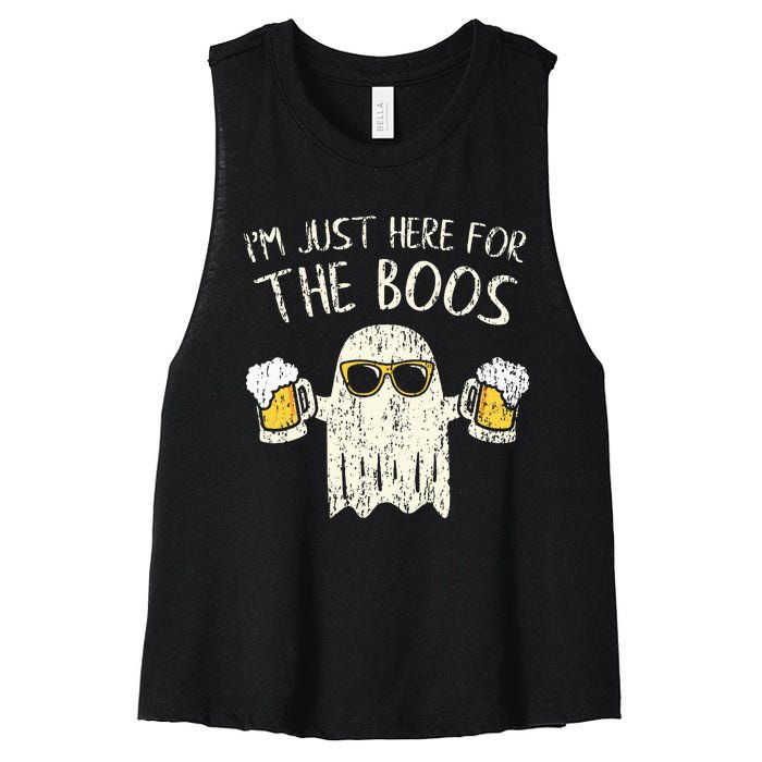 Im Just Here For The Boos Funny Gift Halloween Ghost Women's Racerback Cropped Tank