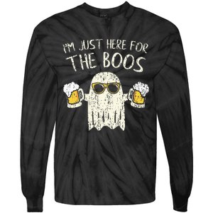 Im Just Here For The Boos Funny Gift Halloween Ghost Tie-Dye Long Sleeve Shirt