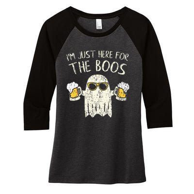 Im Just Here For The Boos Funny Gift Halloween Ghost Women's Tri-Blend 3/4-Sleeve Raglan Shirt