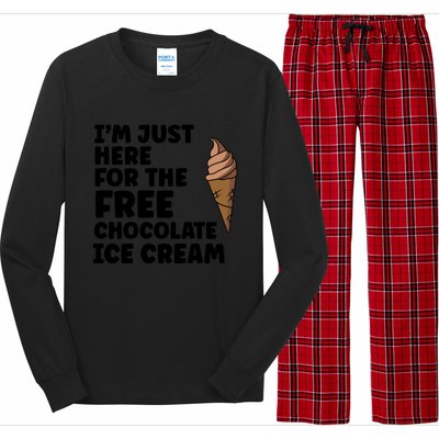 IM Just Here For The Free Ice Chocolate Cream Summer Gift Long Sleeve Pajama Set