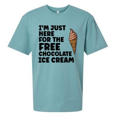 IM Just Here For The Free Ice Chocolate Cream Summer Gift Sueded Cloud Jersey T-Shirt