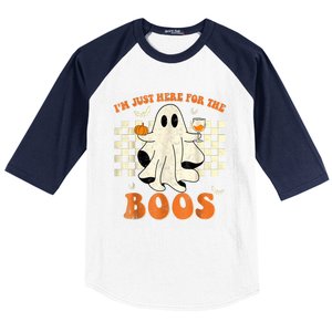 IM Just Here For The Boos Ghost Retro Groovy Halloween Baseball Sleeve Shirt