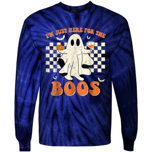 IM Just Here For The Boos Ghost Retro Groovy Halloween Tie-Dye Long Sleeve Shirt