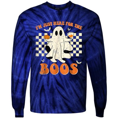 IM Just Here For The Boos Ghost Retro Groovy Halloween Tie-Dye Long Sleeve Shirt