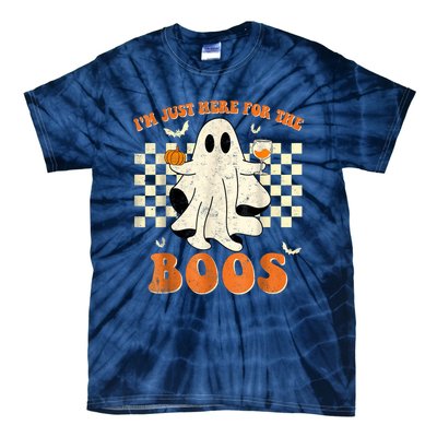 IM Just Here For The Boos Ghost Retro Groovy Halloween Tie-Dye T-Shirt