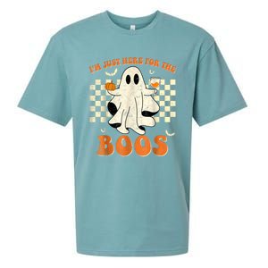 IM Just Here For The Boos Ghost Retro Groovy Halloween Sueded Cloud Jersey T-Shirt