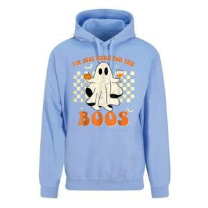 IM Just Here For The Boos Ghost Retro Groovy Halloween Unisex Surf Hoodie