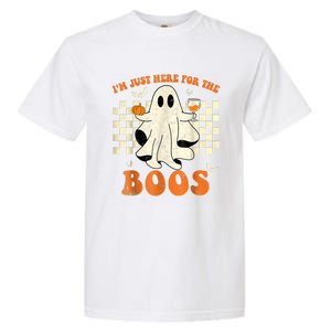 IM Just Here For The Boos Ghost Retro Groovy Halloween Garment-Dyed Heavyweight T-Shirt