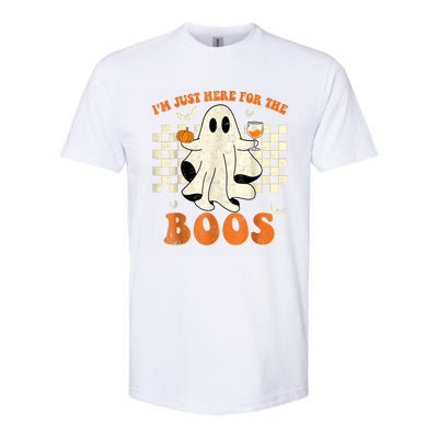 IM Just Here For The Boos Ghost Retro Groovy Halloween Softstyle CVC T-Shirt