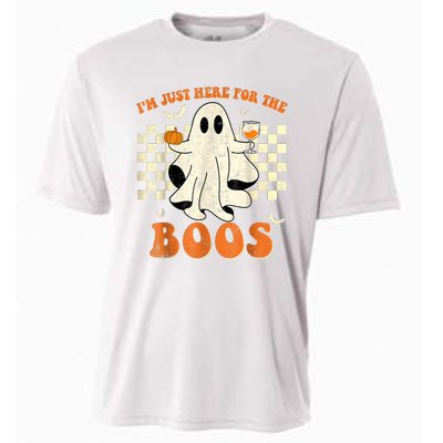 IM Just Here For The Boos Ghost Retro Groovy Halloween Cooling Performance Crew T-Shirt