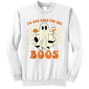 IM Just Here For The Boos Ghost Retro Groovy Halloween Sweatshirt