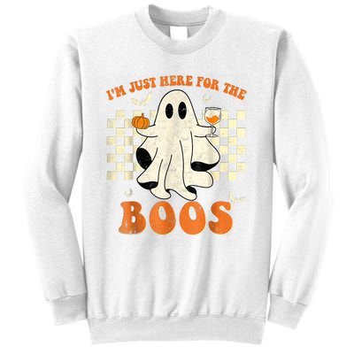 IM Just Here For The Boos Ghost Retro Groovy Halloween Sweatshirt