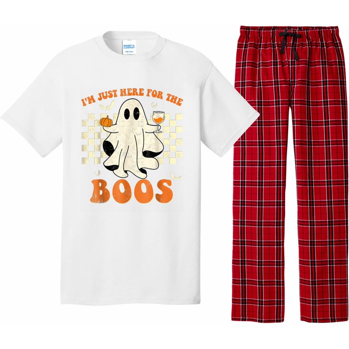 IM Just Here For The Boos Ghost Retro Groovy Halloween Pajama Set