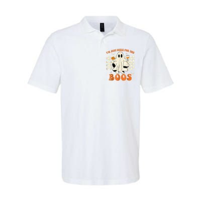 IM Just Here For The Boos Ghost Retro Groovy Halloween Softstyle Adult Sport Polo