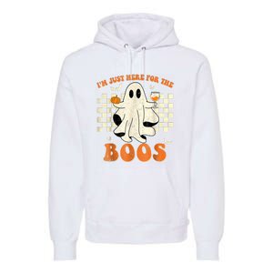 IM Just Here For The Boos Ghost Retro Groovy Halloween Premium Hoodie