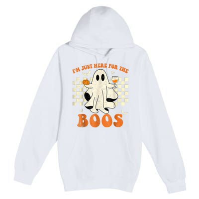 IM Just Here For The Boos Ghost Retro Groovy Halloween Premium Pullover Hoodie