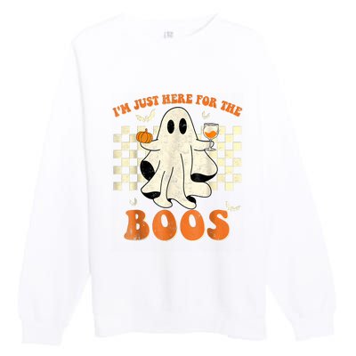 IM Just Here For The Boos Ghost Retro Groovy Halloween Premium Crewneck Sweatshirt