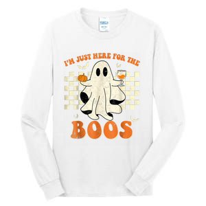 IM Just Here For The Boos Ghost Retro Groovy Halloween Tall Long Sleeve T-Shirt