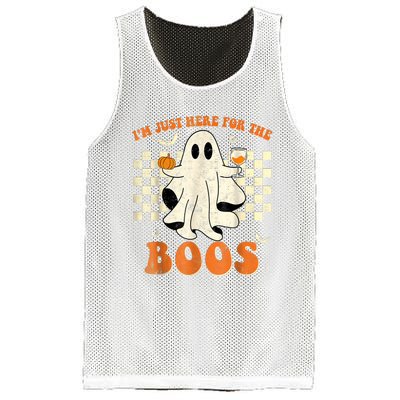 IM Just Here For The Boos Ghost Retro Groovy Halloween Mesh Reversible Basketball Jersey Tank