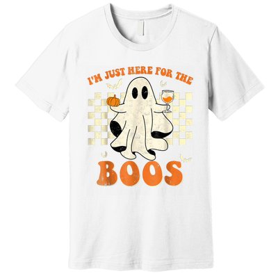 IM Just Here For The Boos Ghost Retro Groovy Halloween Premium T-Shirt