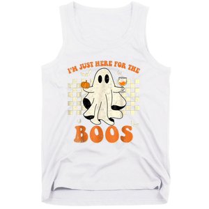 IM Just Here For The Boos Ghost Retro Groovy Halloween Tank Top