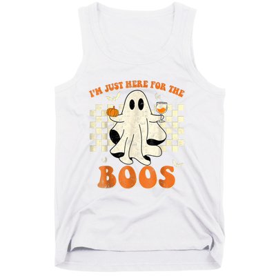 IM Just Here For The Boos Ghost Retro Groovy Halloween Tank Top