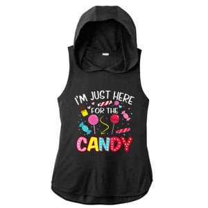 Im Just Here For The Candy Halloween Cute Lollipop Sweets Ladies PosiCharge Tri-Blend Wicking Draft Hoodie Tank