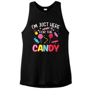 Im Just Here For The Candy Halloween Cute Lollipop Sweets Ladies PosiCharge Tri-Blend Wicking Tank