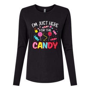 Im Just Here For The Candy Halloween Cute Lollipop Sweets Womens Cotton Relaxed Long Sleeve T-Shirt