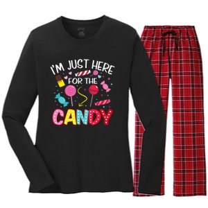 Im Just Here For The Candy Halloween Cute Lollipop Sweets Women's Long Sleeve Flannel Pajama Set 