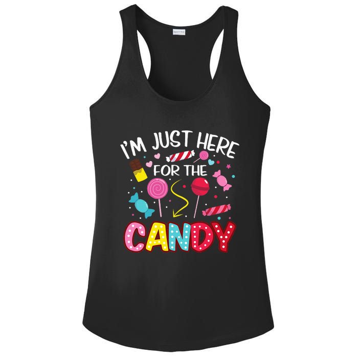 Im Just Here For The Candy Halloween Cute Lollipop Sweets Ladies PosiCharge Competitor Racerback Tank