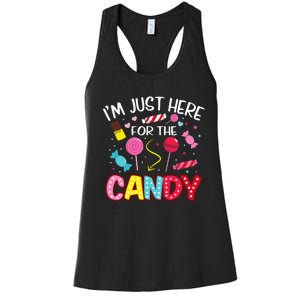 Im Just Here For The Candy Halloween Cute Lollipop Sweets Women's Racerback Tank