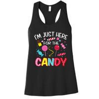 Im Just Here For The Candy Halloween Cute Lollipop Sweets Women's Racerback Tank